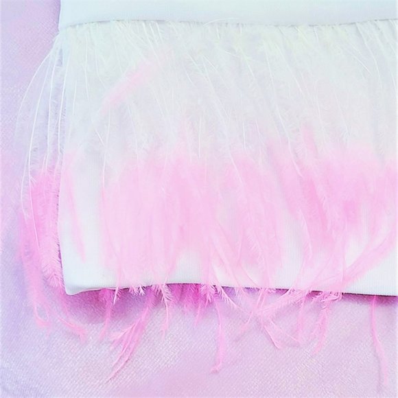 NWT Stunning Laundry by Shelli Segal Feather Trim Cocktail Party Mini Dress - Picture 4 of 7